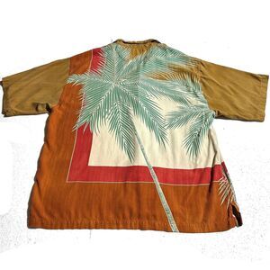 Tommy Bahama 100% Silk Hawaiian Camp Button Shirt Mens Size XL Large Palm Tree